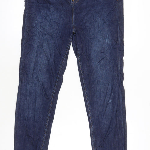 M&S Womens Blue Cotton Skinny Jeans Size 14 L30 in Regular