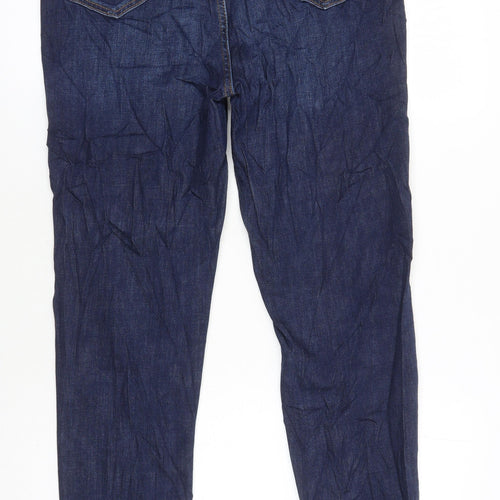 M&S Womens Blue Cotton Skinny Jeans Size 14 L30 in Regular