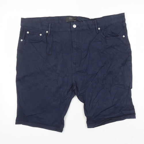 M&S Mens Blue Cotton Bermuda Shorts Size 42 in Regular