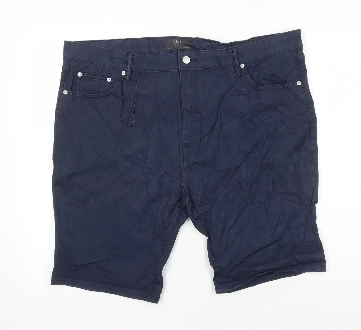 M&S Mens Blue Cotton Bermuda Shorts Size 42 in Regular