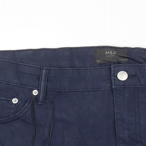 M&S Mens Blue Cotton Bermuda Shorts Size 42 in Regular