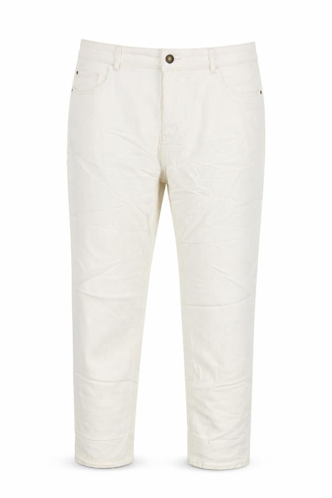 M&S Womens Ivory Herringbone Cotton Tapered Jeans Size 18 L28 in Regular