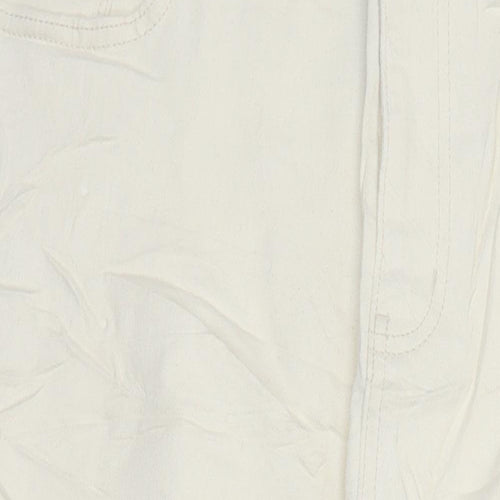 M&S Womens Ivory Herringbone Cotton Tapered Jeans Size 18 L28 in Regular