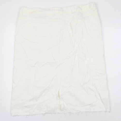 M&S Womens Ivory Cotton A-Line Skirt Size 20 in