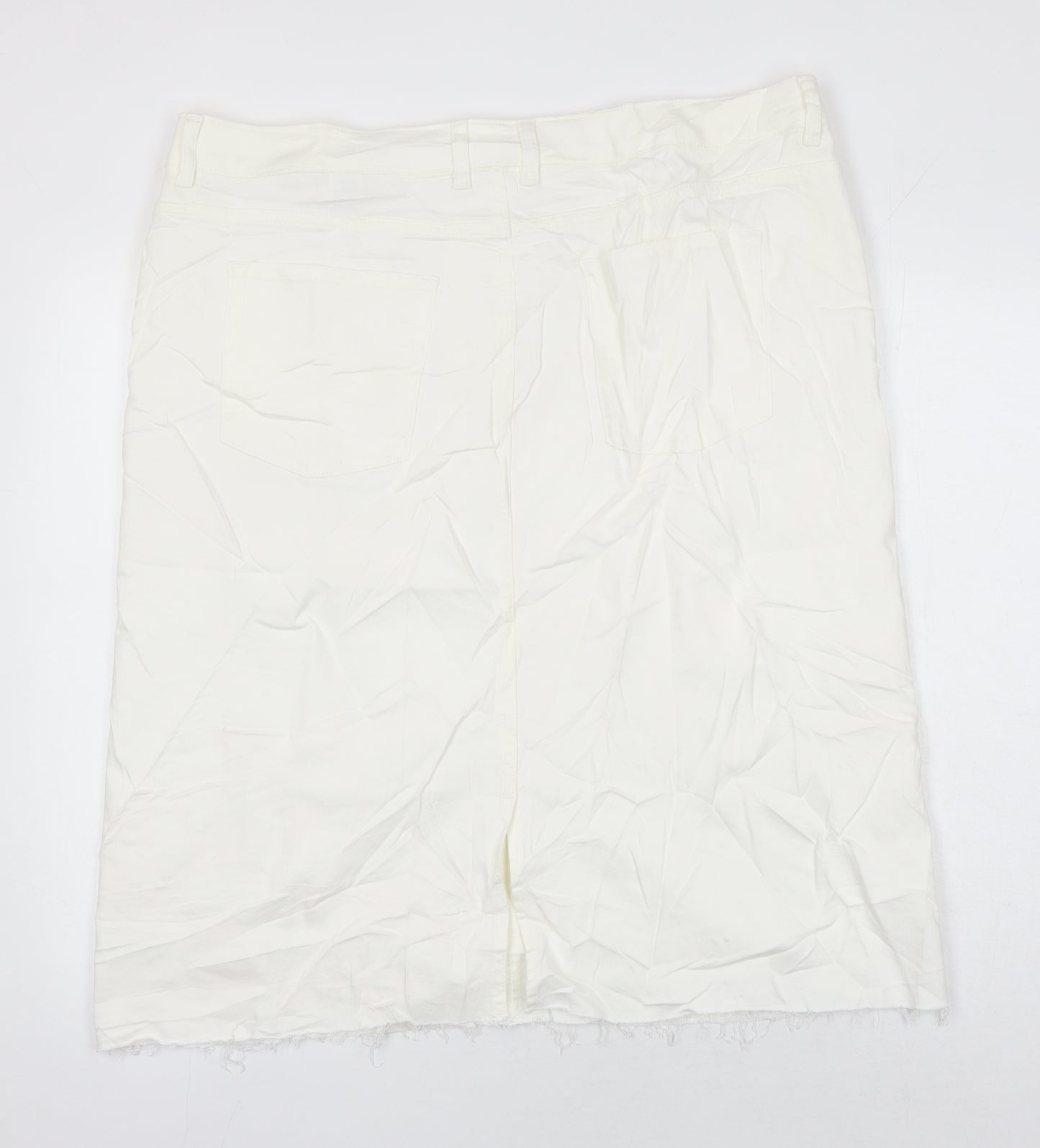 M&S Womens Ivory Cotton A-Line Skirt Size 20 in