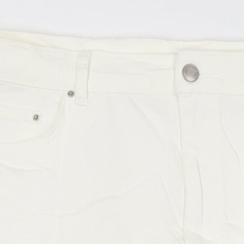 M&S Womens Ivory Cotton A-Line Skirt Size 20 in