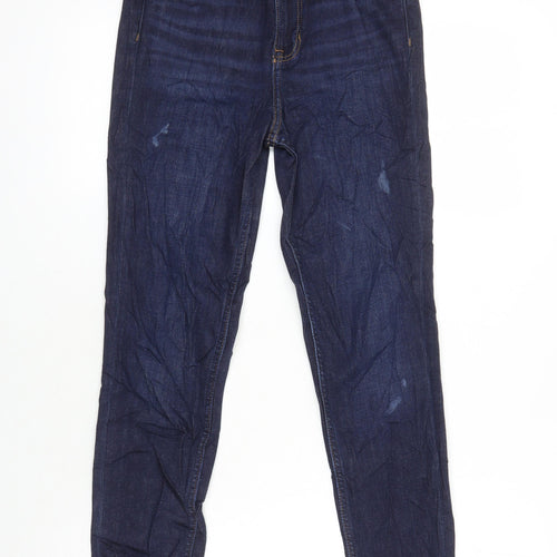 M&S Womens Blue Cotton Skinny Jeans Size 8 L25 in Regular
