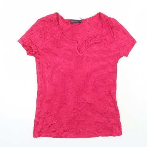 M&S Womens Pink Viscose Basic T-Shirt Size 10 Sweetheart