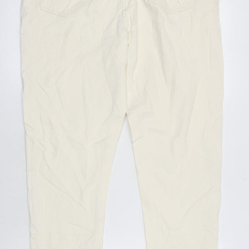M&S Womens Ivory Cotton Tapered Jeans Size 18 L28.5 in Regular