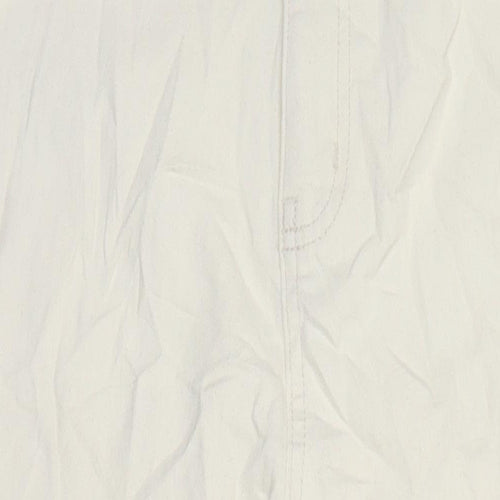 M&S Womens Ivory Cotton Tapered Jeans Size 18 L28.5 in Regular