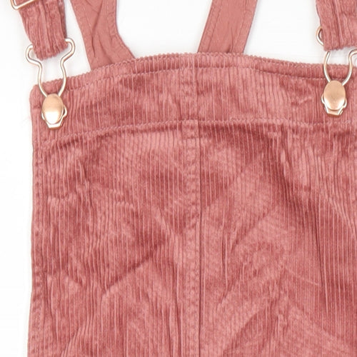 M&S Girls Pink 100% Cotton Pinafore/Dungaree Dress Size 13-14 Years Square Neck