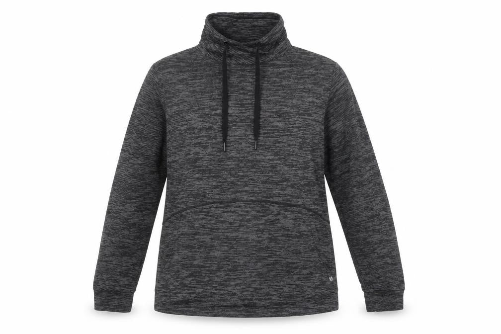 Front view of Marks & Spencer women’s grey geometric polyester pullover casual, size UK 14, mock neck