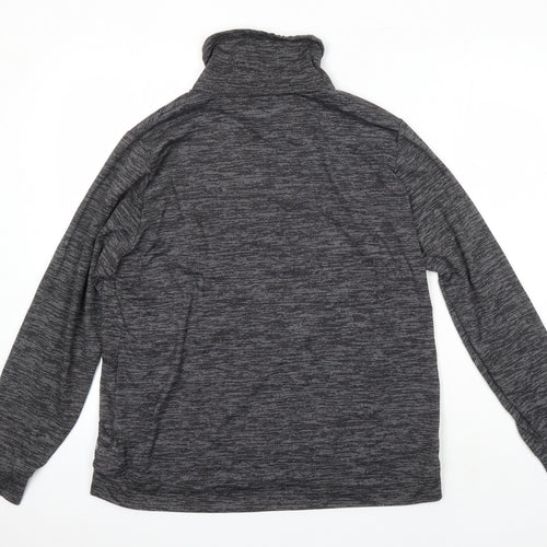 M&S Womens Grey Geometric Polyester Pullover Casual Size 14 Mock Neck