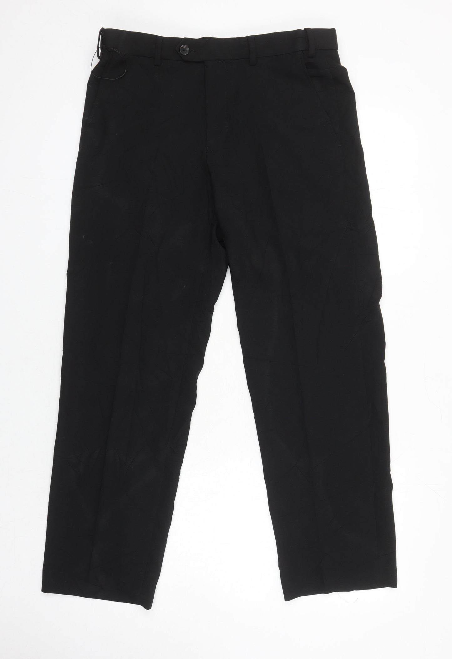 M&S Mens Black Polyester Trousers Size 32 in L26 in Regular