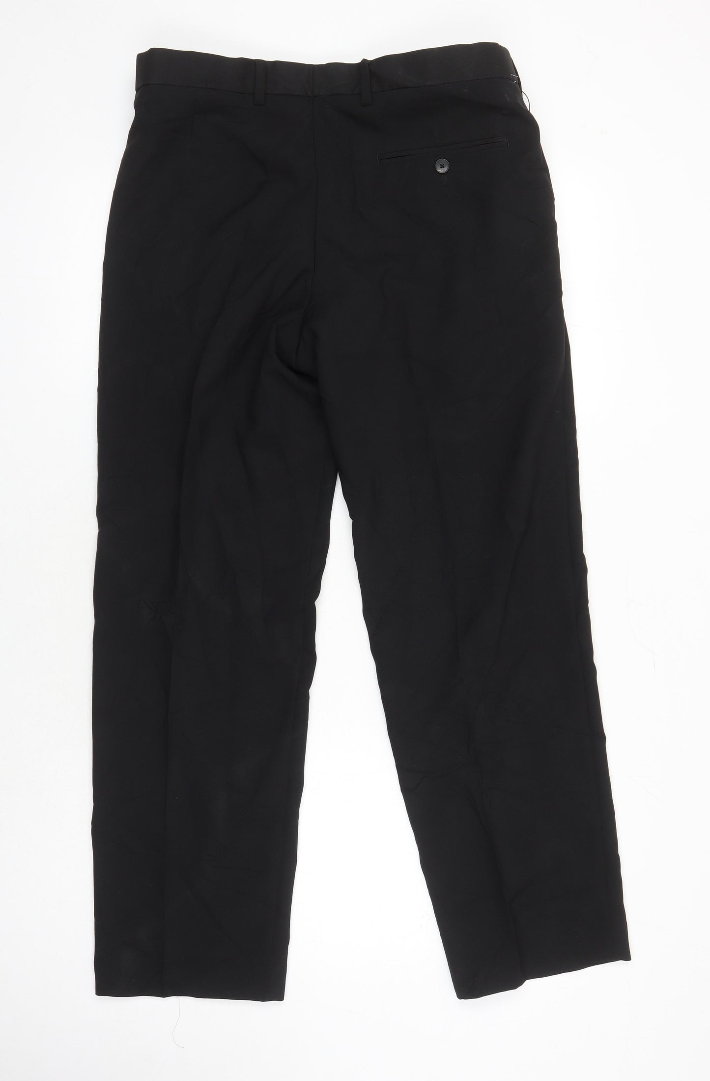 M&S Mens Black Polyester Trousers Size 32 in L26 in Regular