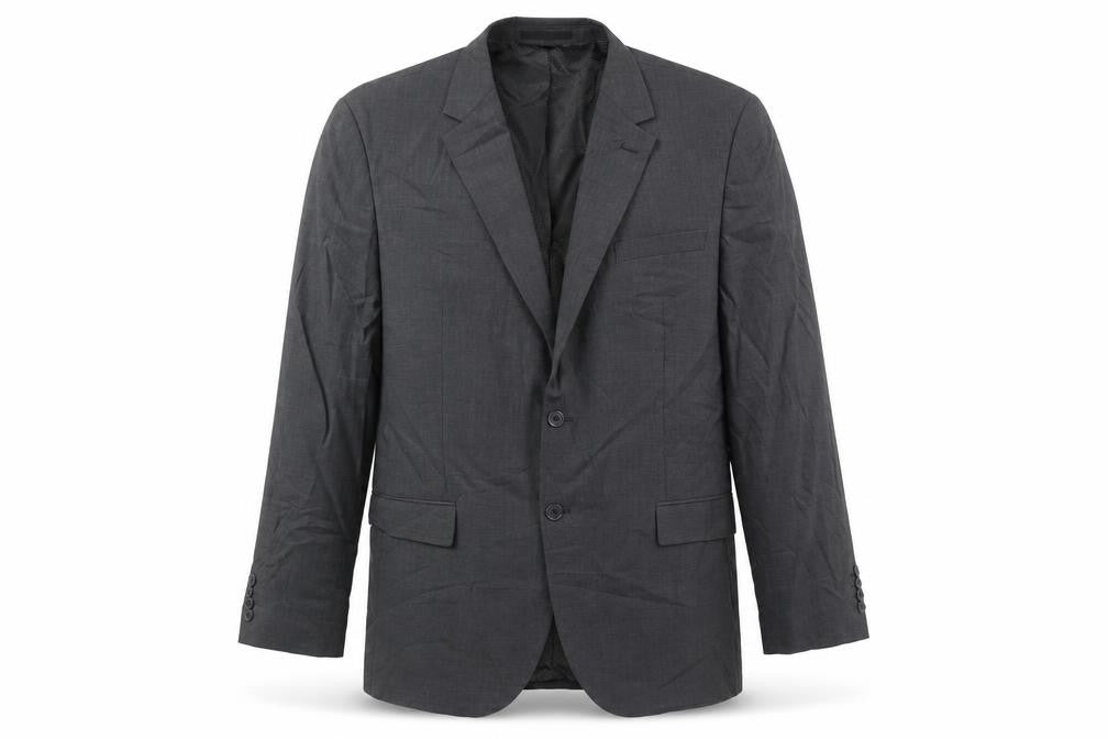 Front view of Marks & Spencer men’s grey wool jacket suit jacket, size 46, regular