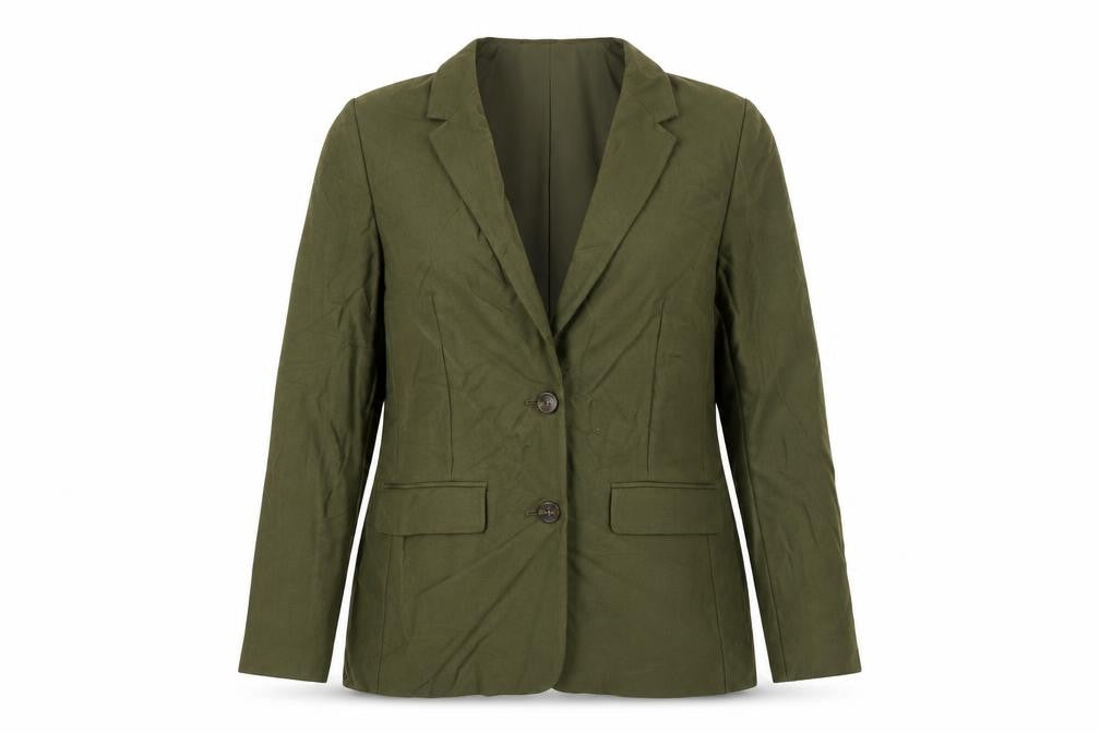 Marks & Spencer Womens Green Herringbone Jacket Blazer Size 12 Button