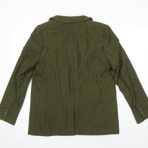 M&S Womens Green Herringbone Jacket Blazer Size 12 Button