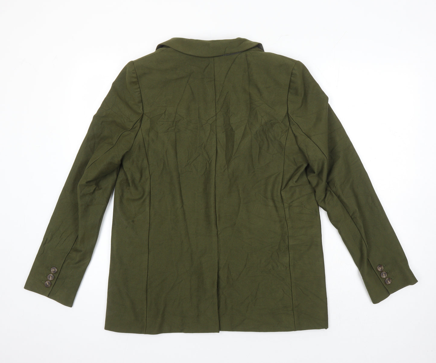 M&S Womens Green Herringbone Jacket Blazer Size 12 Button