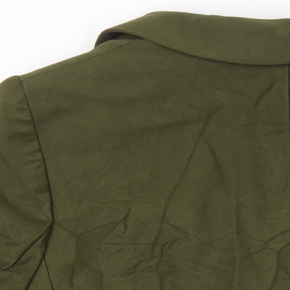 M&S Womens Green Herringbone Jacket Blazer Size 12 Button