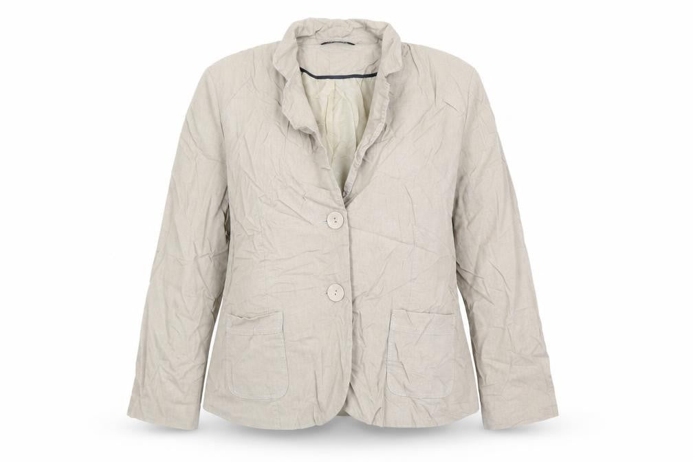 Front view of Classics women’s beige jacket, size UK 20
