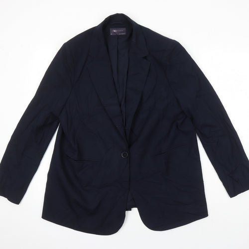 M&S Womens Blue Jacket Blazer Size 16