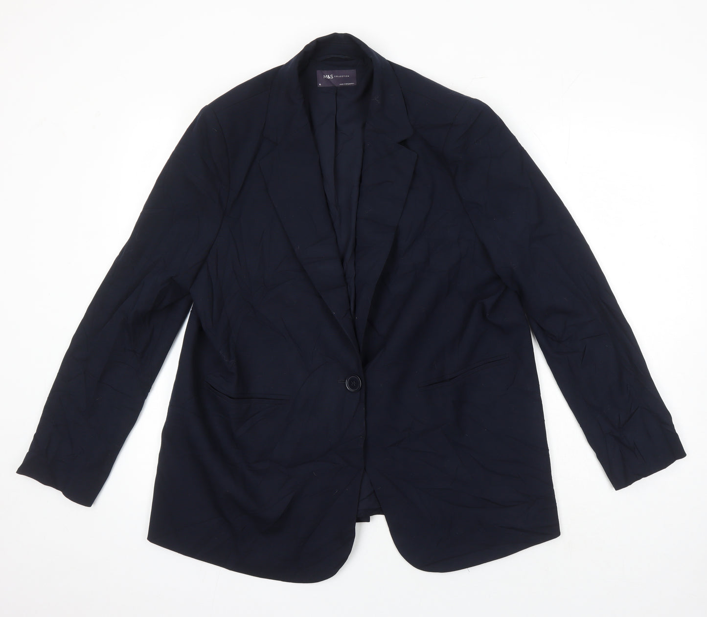 M&S Womens Blue Jacket Blazer Size 16