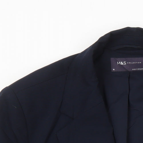 M&S Womens Blue Jacket Blazer Size 16
