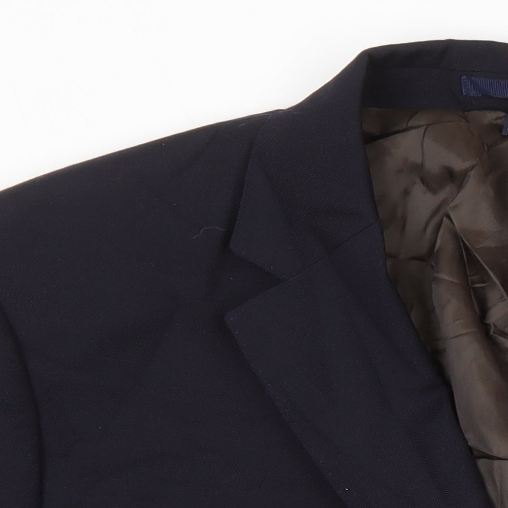 M&S Mens Blue Wool Jacket Blazer Size 44 Regular