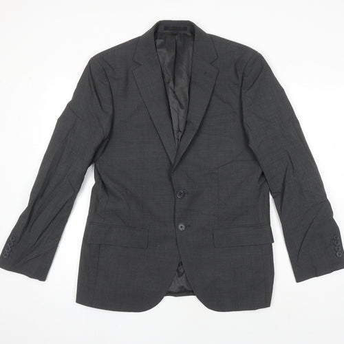M&S Mens Grey Wool Jacket Blazer Size 38 Regular