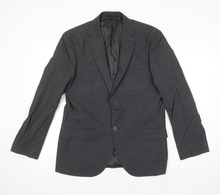 M&S Mens Grey Wool Jacket Blazer Size 38 Regular