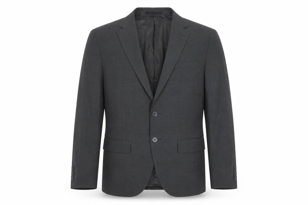 Front view of Marks & Spencer men’s grey wool jacket blazer, size 38, regular