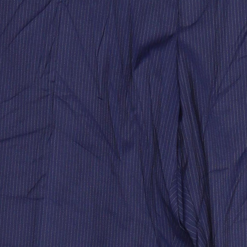 M&S Mens Blue Striped Polyester 2 Piece Suit Size 42 Regular