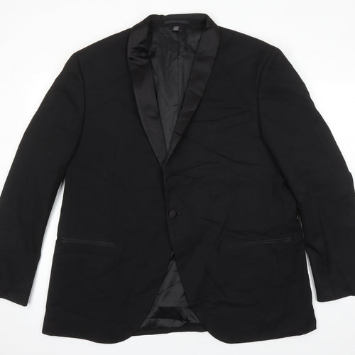 M&S Mens Black Polyester Jacket Blazer Size 46 Regular
