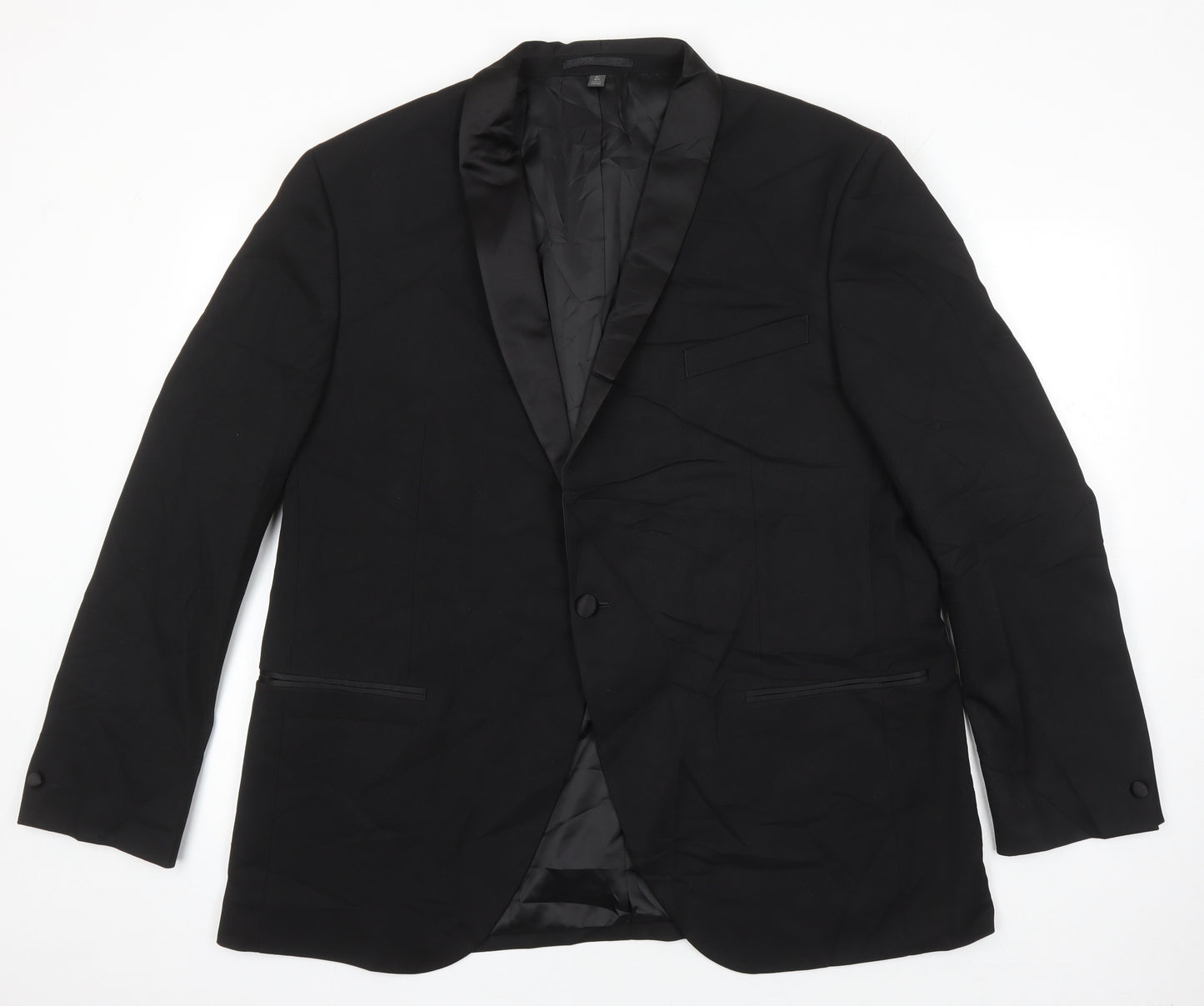 M&S Mens Black Polyester Jacket Blazer Size 46 Regular