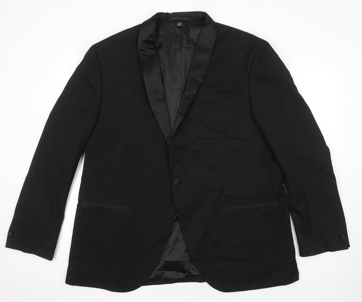 M&S Mens Black Polyester Jacket Blazer Size 46 Regular