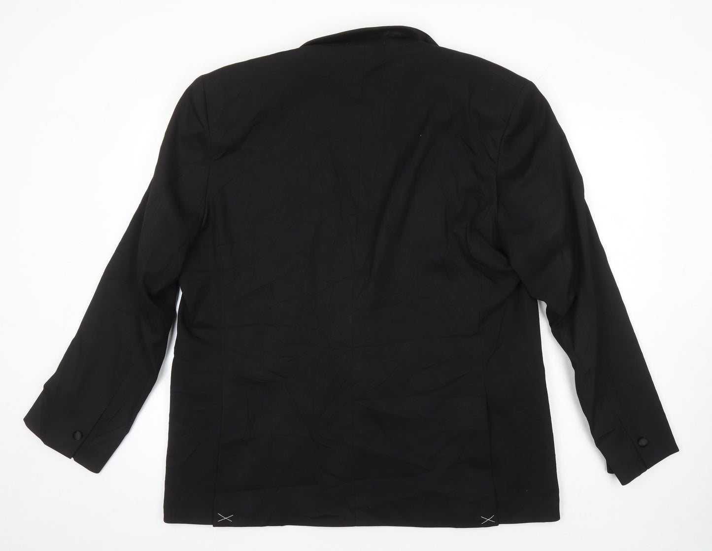 M&S Mens Black Polyester Jacket Blazer Size 46 Regular