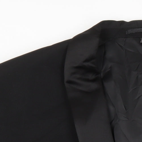 M&S Mens Black Polyester Jacket Blazer Size 46 Regular