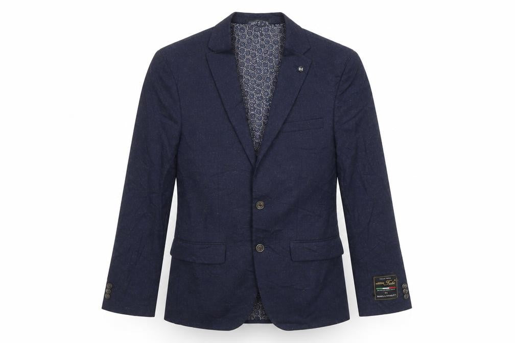 Front view of Marks & Spencer women’s blue jacket blazer, size UK 8