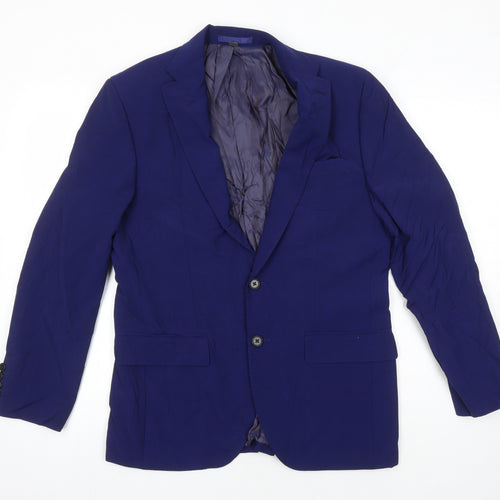 M&S Mens Blue Wool Jacket Blazer Size 38 Regular