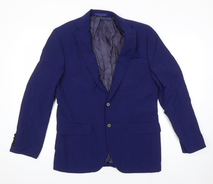 M&S Mens Blue Wool Jacket Blazer Size 38 Regular