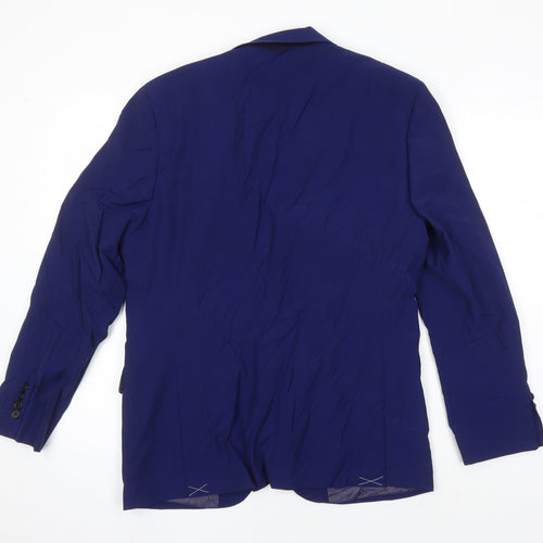 M&S Mens Blue Wool Jacket Blazer Size 38 Regular