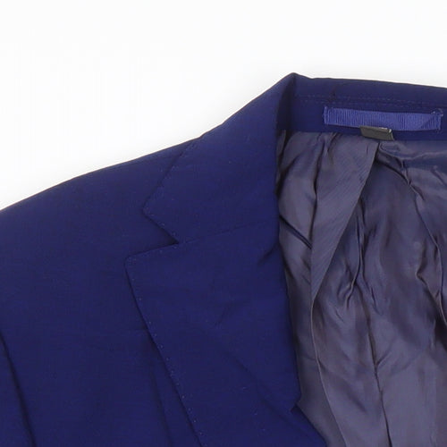 M&S Mens Blue Wool Jacket Blazer Size 38 Regular