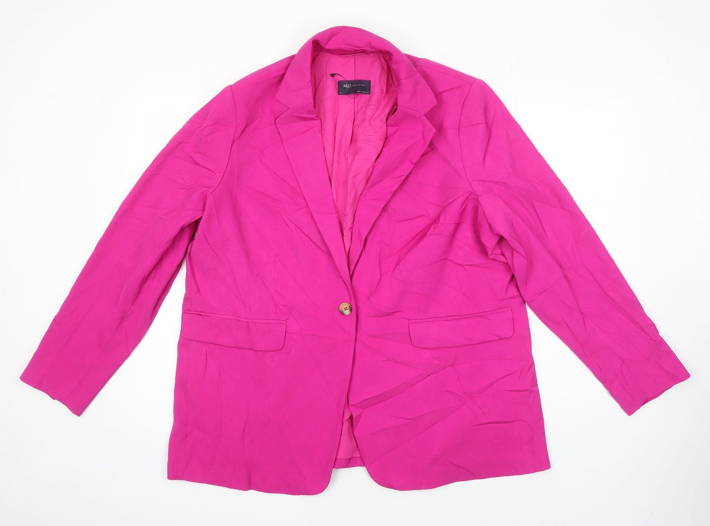 M&S Womens Pink Jacket Blazer Size 18 Button