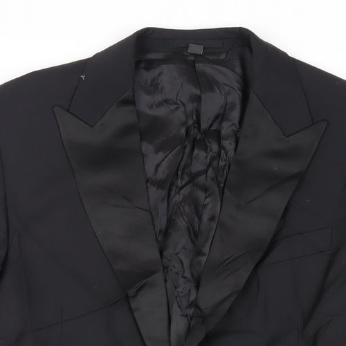 Marks and Spencer Mens Black Wool Tuxedo Suit Jacket Size 40 Regular