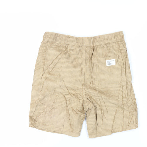 Marks and Spencer Boys Brown Cotton Bermuda Shorts Size 12-13 Years Regular Drawstring - Adjustable Waist
