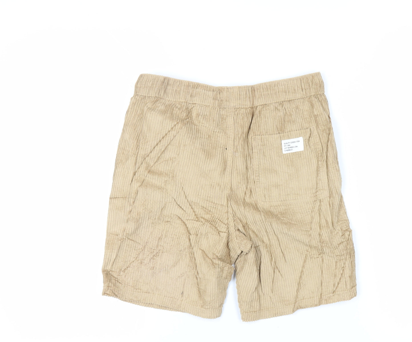 Marks and Spencer Boys Brown Cotton Bermuda Shorts Size 12-13 Years Regular Drawstring - Adjustable Waist