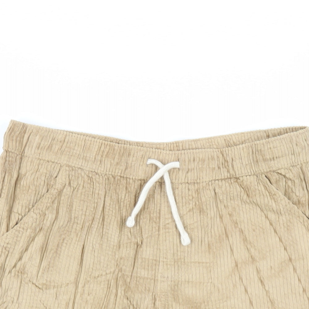 Marks and Spencer Boys Brown Cotton Bermuda Shorts Size 12-13 Years Regular Drawstring - Adjustable Waist