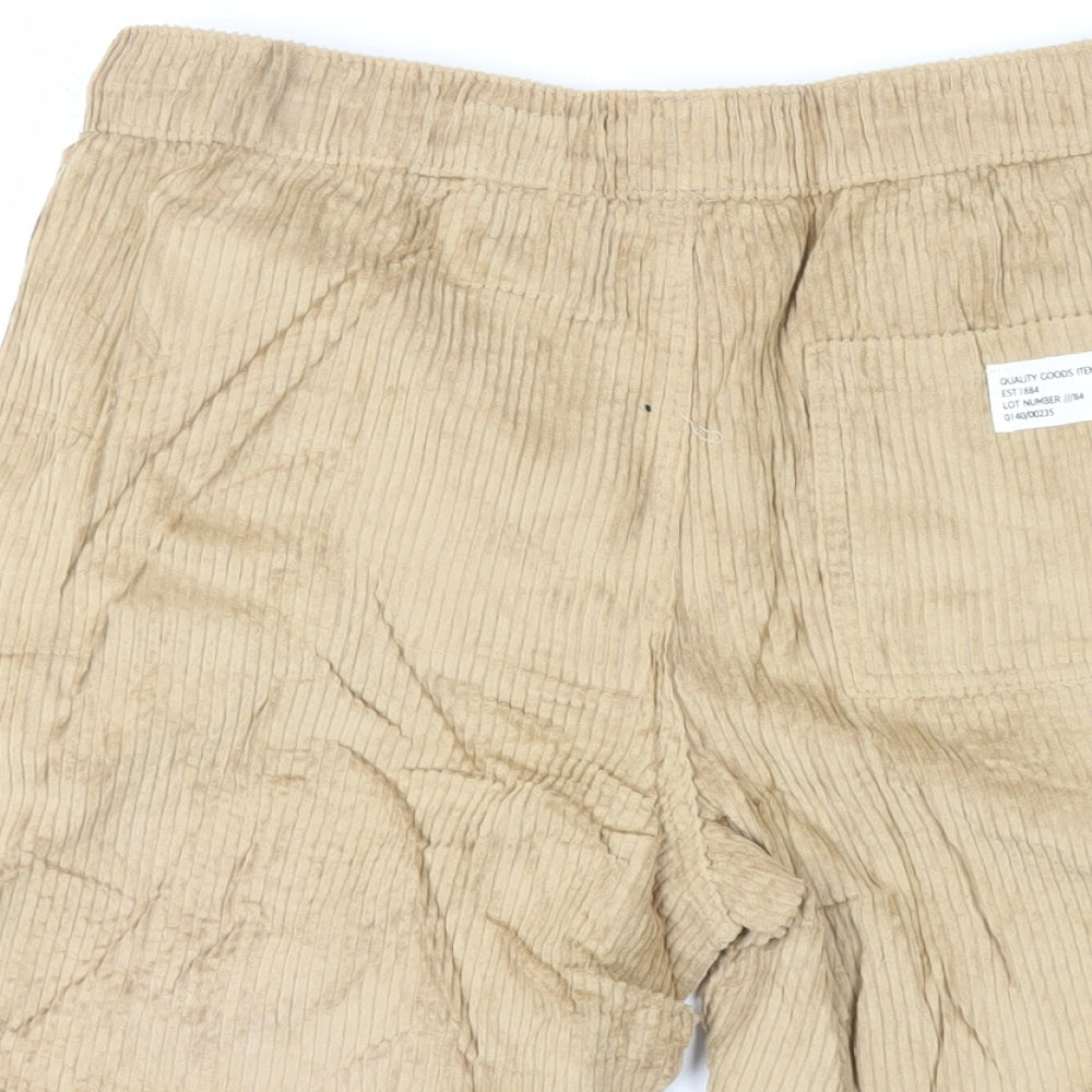 Marks and Spencer Boys Brown Cotton Bermuda Shorts Size 12-13 Years Regular Drawstring - Adjustable Waist