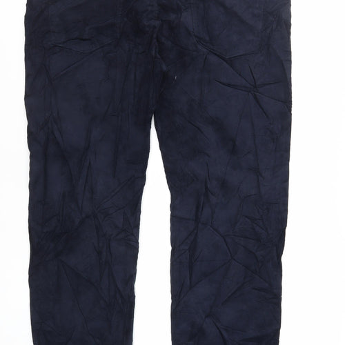 Marks and Spencer Mens Blue Cotton Trousers Size 44 in L31 in Regular Zip